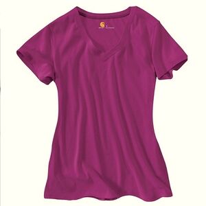 Carhartt Calumet Women's V-Neck T-Shirt In Deep Berry, Size Medium